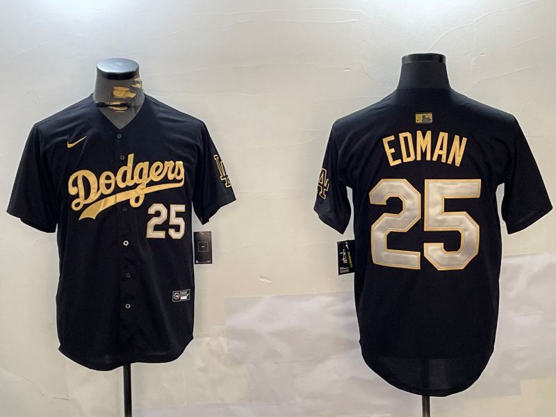 Men Los Angeles Dodgers 25 Edman Black Game 2024 Nike MLB Jersey style 1211